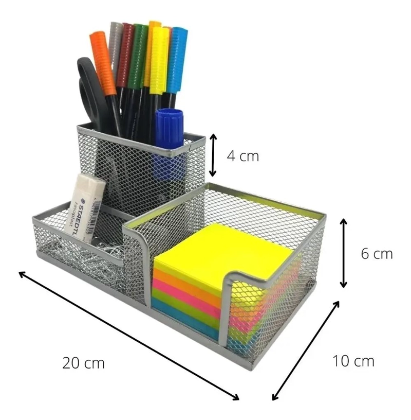 ORGANIZADOR DE ESCRITORIO METALICO CON 3 COMPARTIMENTOS - 1