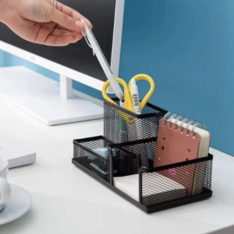 ORGANIZADOR DE ESCRITORIO METALICO CON 3 COMPARTIMENTOS - 2