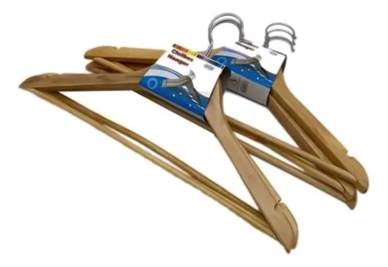 COLGADORES DE ROPA DE MADERA ANTIDESLIZANTES SET DE 3 UNIDADES - 3