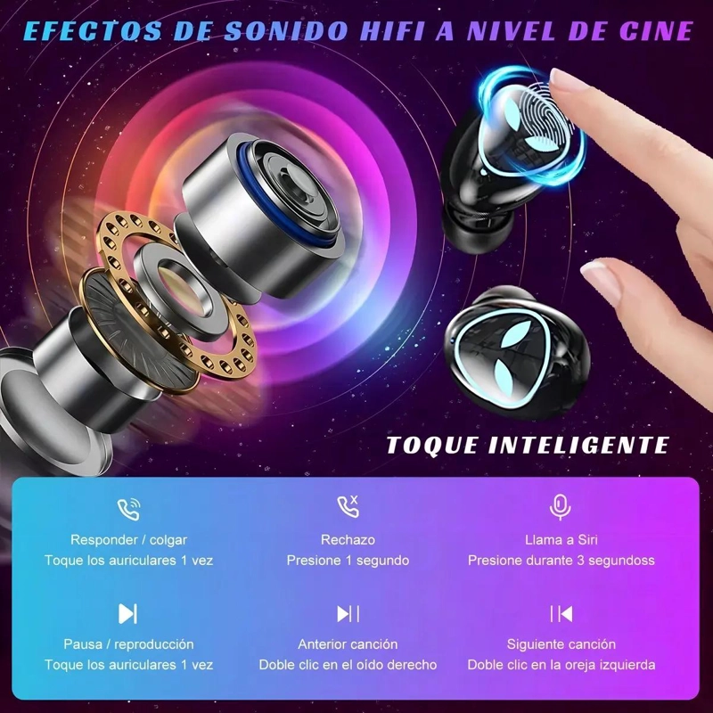 AUDIFONOS IN-EAR BLUETOOTH 5.3 GAMER CON MICROFONO TWS - 5