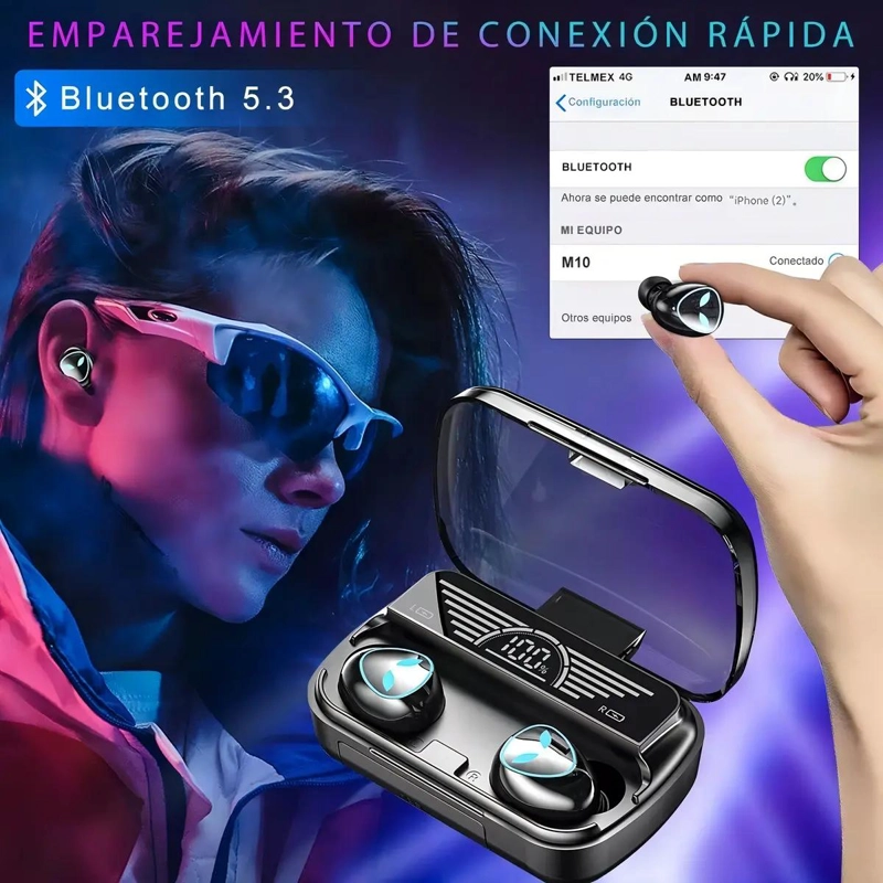 AUDIFONOS IN-EAR BLUETOOTH 5.3 GAMER CON MICROFONO TWS - 6