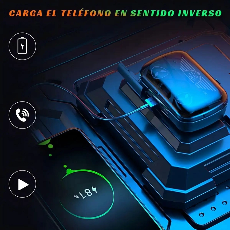 AUDIFONOS IN-EAR BLUETOOTH 5.3 GAMER CON MICROFONO TWS - 7