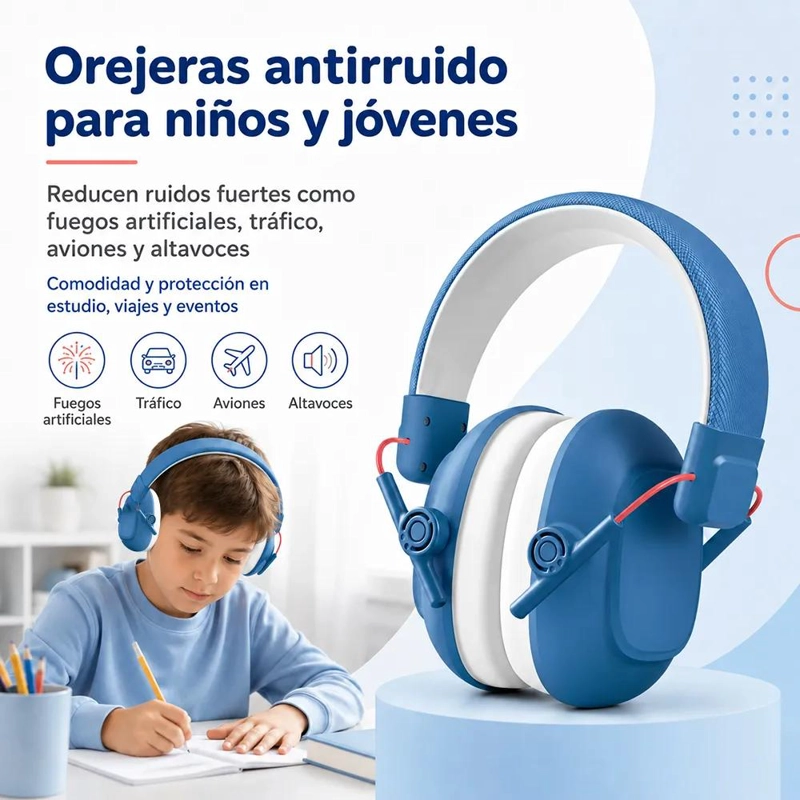 AUDIFONOS ANTIRUIDO AJUSTABLES PARA NIÑOS Y JOVENES - 5