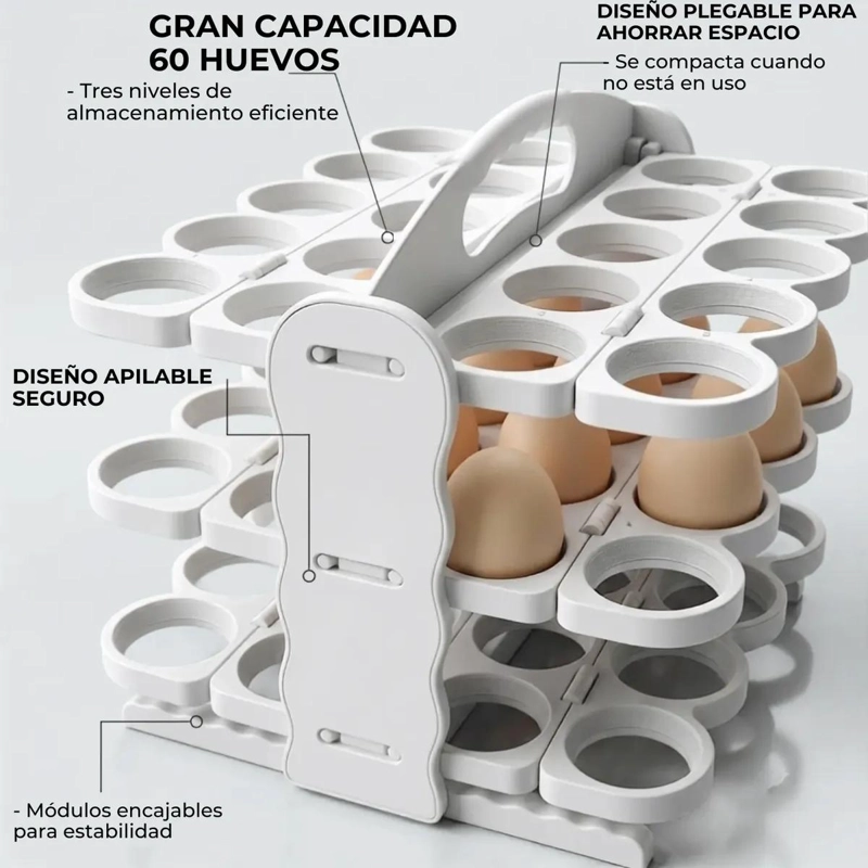 ORGANIZADOR PLEGABLE PARA 60 HUEVOS CON DISEÑO PRACTICO - 3