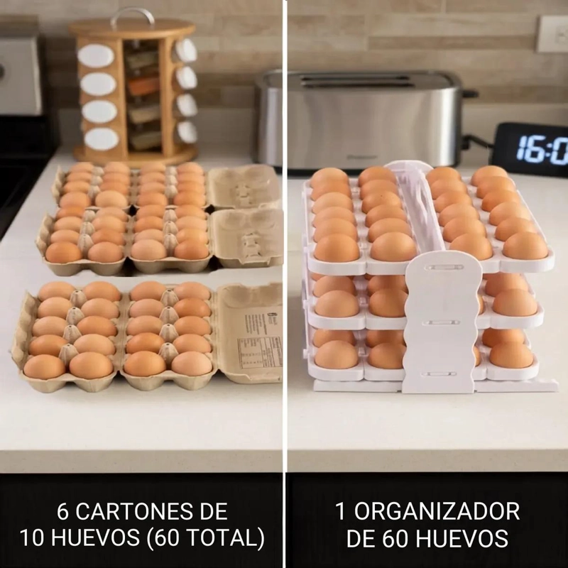 ORGANIZADOR PLEGABLE PARA 60 HUEVOS CON DISEÑO PRACTICO - 4