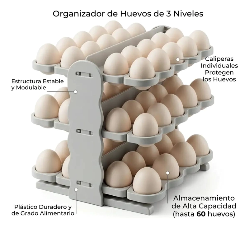 ORGANIZADOR PLEGABLE PARA 60 HUEVOS CON DISEÑO PRACTICO - 5