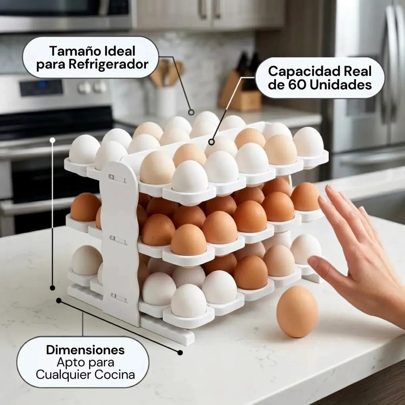 ORGANIZADOR PLEGABLE PARA 60 HUEVOS CON DISEÑO PRACTICO - 6