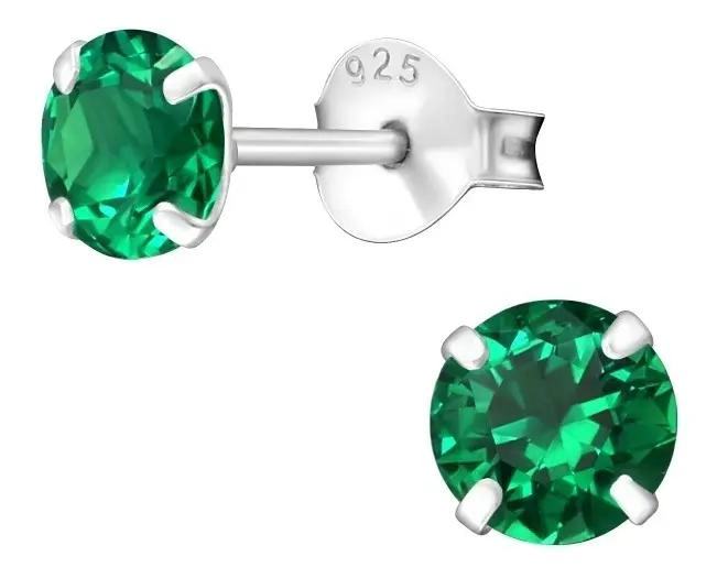 AROS DE LUZ VERDE ESMERALDA EN PLATA 925 DE 5 MM - 1