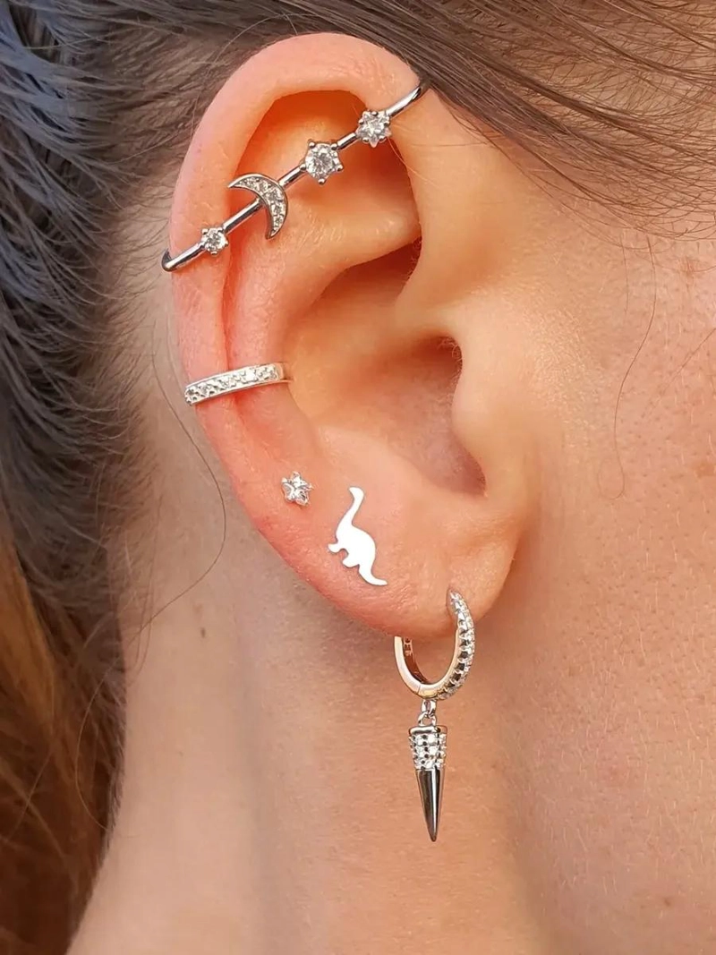 AROS DE DINOSAURIO EN PLATA 925 HIPOALERGE NICOS PARA ARETES - 2
