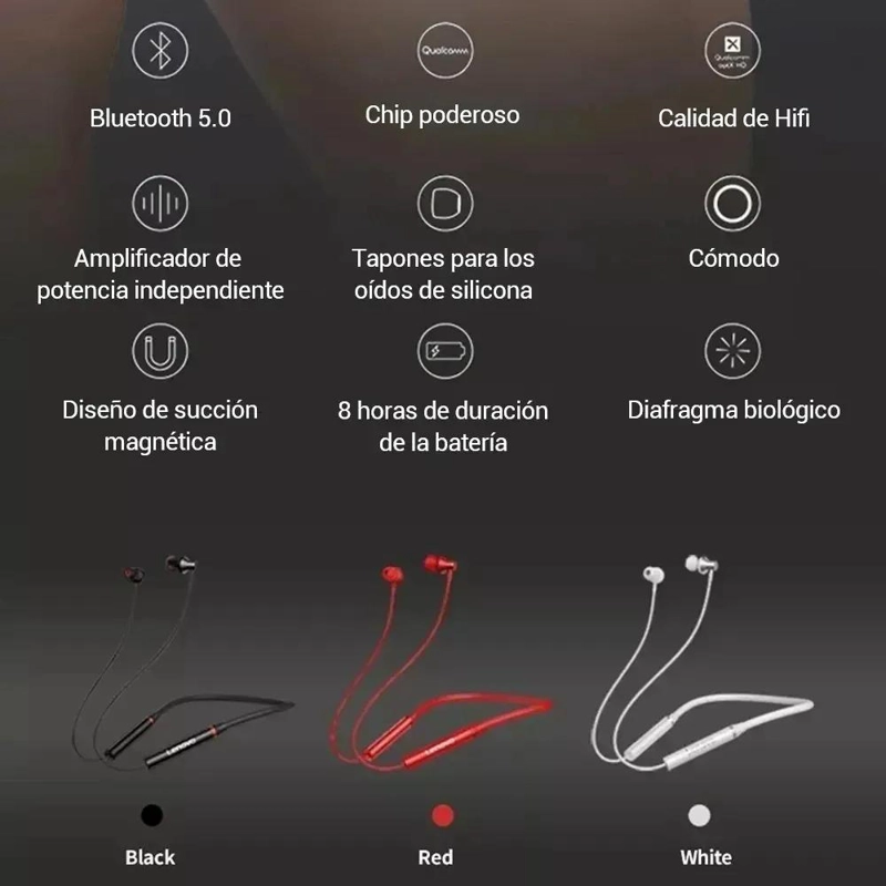 AURICULARES BLUETOOTH DEPORTIVOS HE05X CON MICROFONO Y RESISTENCIA IPX5 - 1