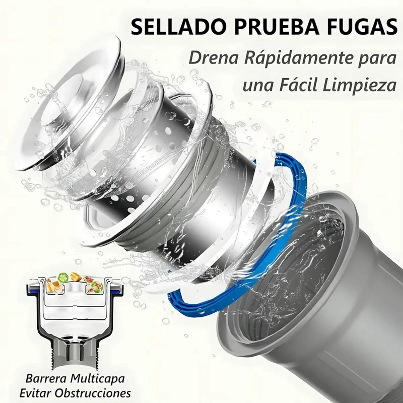 DESAGÜE DOBLE SELLADO PARA FREGADERO DE COCINA Y BAÑO - 8