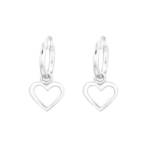 ARGOLLAS DE CORAZON EN PLATA 925 PARA NIÑAS Y MUJERES - 1