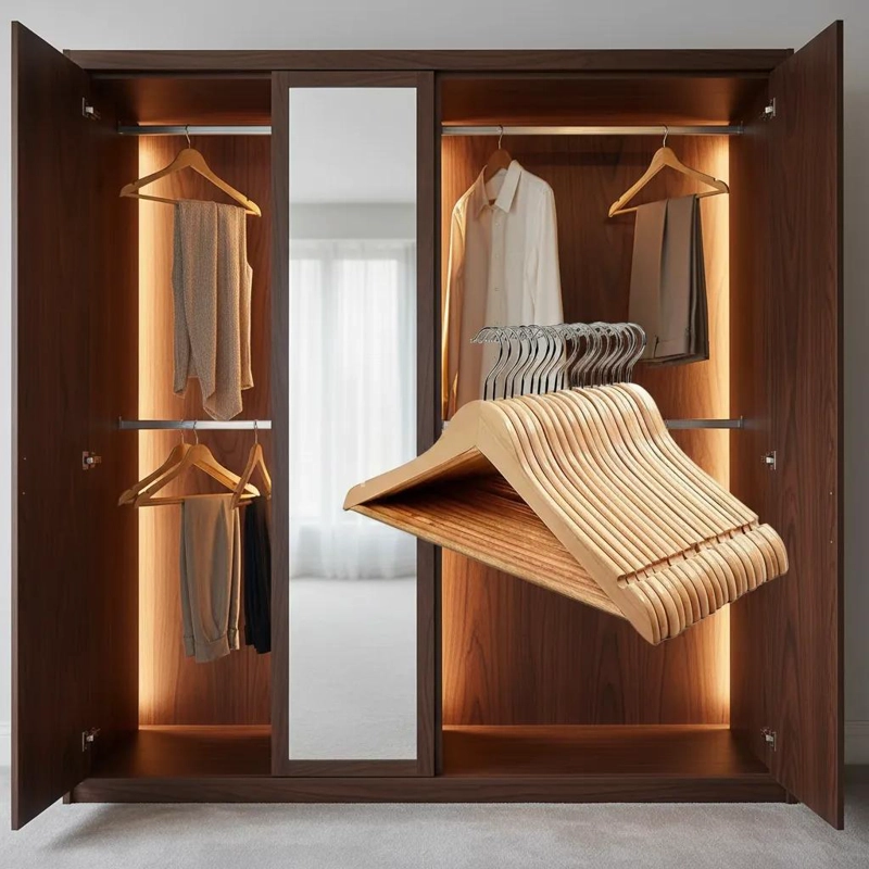 PACK DE 15 GANCHOS DE MADERA NATURAL PARA COLGAR ROPA - 2