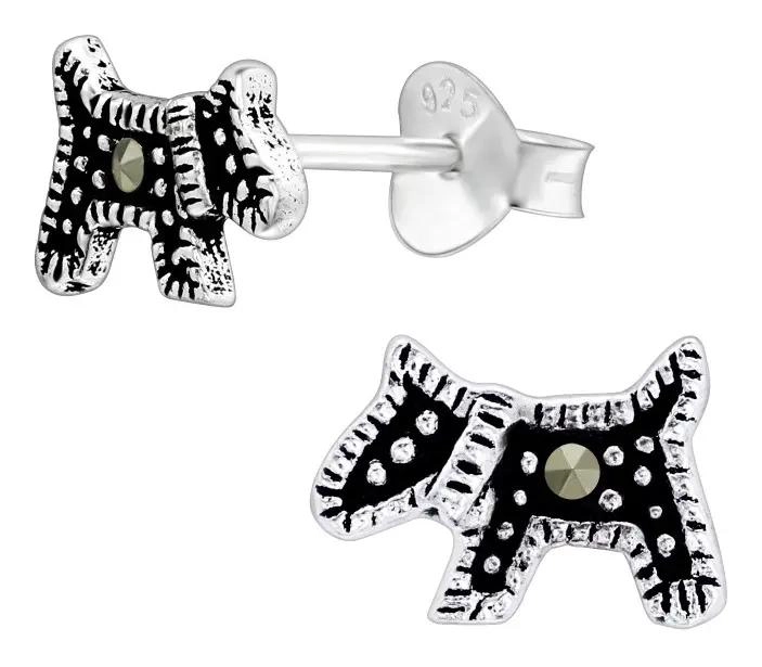 PENDIENTES DE PLATA 925 CON DISEÑO DE PERRITO - 1