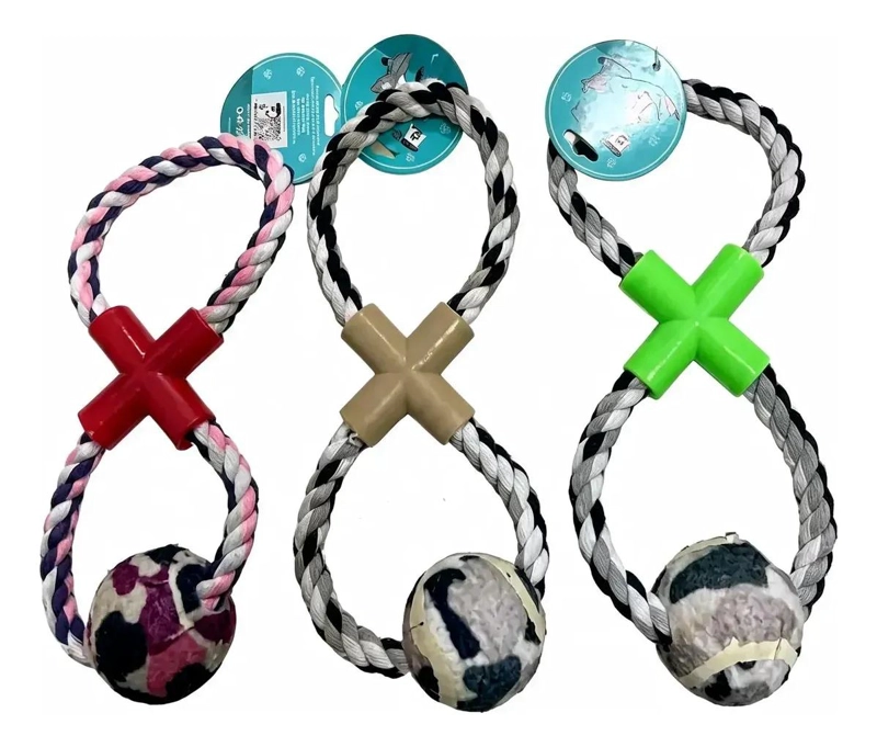 JUGUETE MORDEDOR PARA PERRO CON CUERDA Y PELOTA RESISTENTE - 1