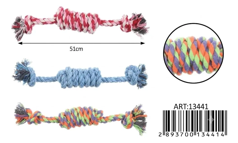 MORDEDOR DE CUERDA PARA PERROS DE 51 CM CON NUDOS - 2
