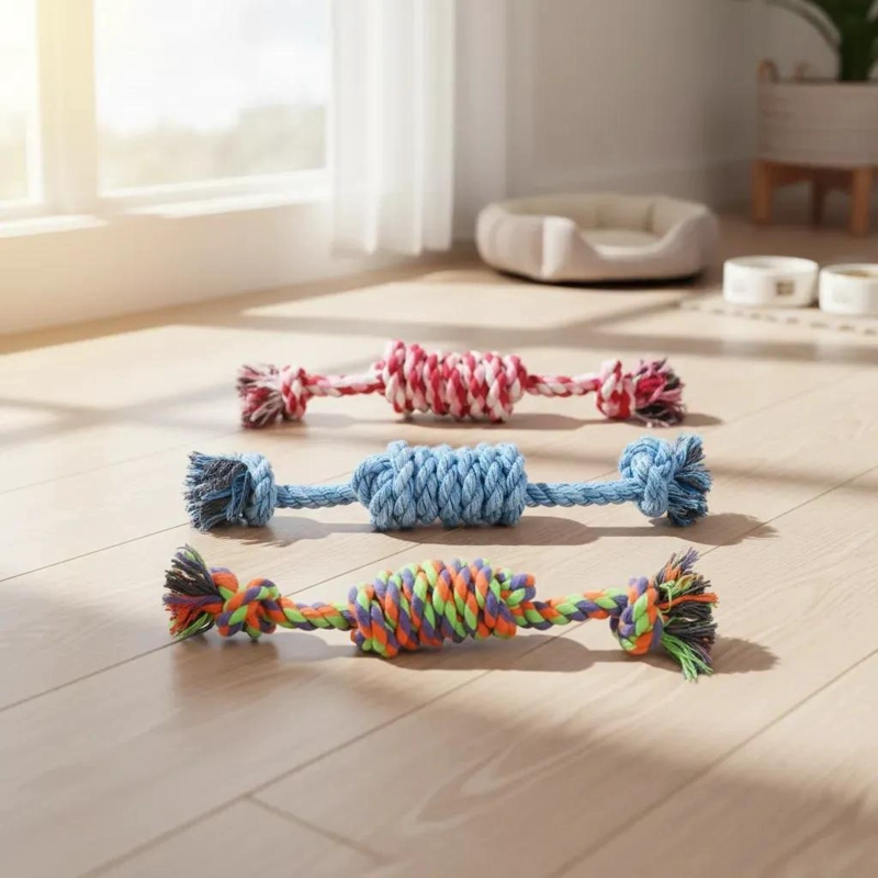 MORDEDOR DE CUERDA PARA PERROS DE 51 CM CON NUDOS - 3