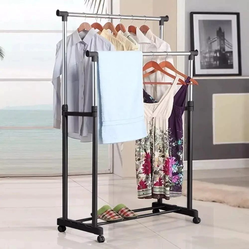 COLGADOR DOBLE DE ROPA METALICO PARA ABRIGOS Y CHAQUETAS - 2