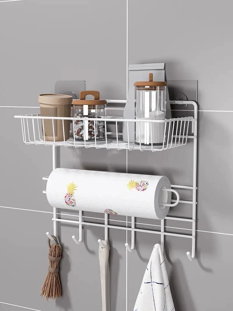 SOPORTE ORGANIZADOR DE PARED METALICO PARA COCINA Y BAÑO - 1