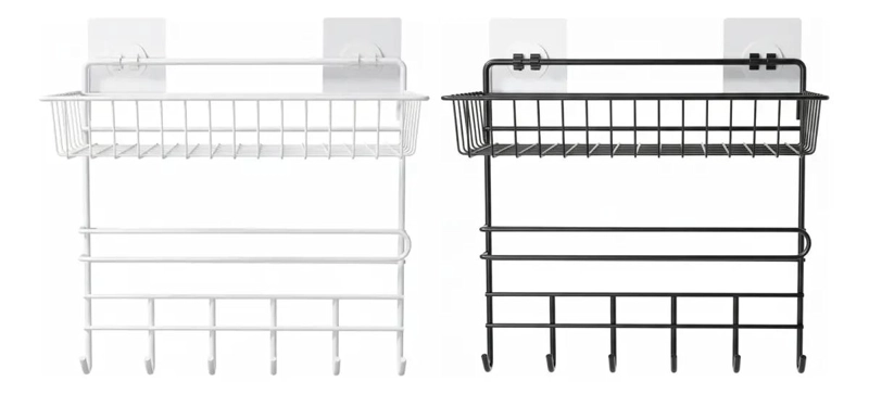 SOPORTE ORGANIZADOR DE PARED METALICO PARA COCINA Y BAÑO - 2
