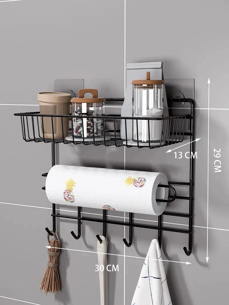 SOPORTE ORGANIZADOR DE PARED METALICO PARA COCINA Y BAÑO - 5