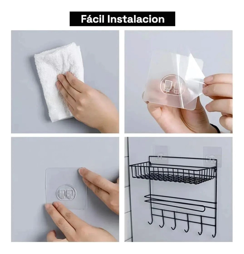SOPORTE ORGANIZADOR DE PARED METALICO PARA COCINA Y BAÑO - 7