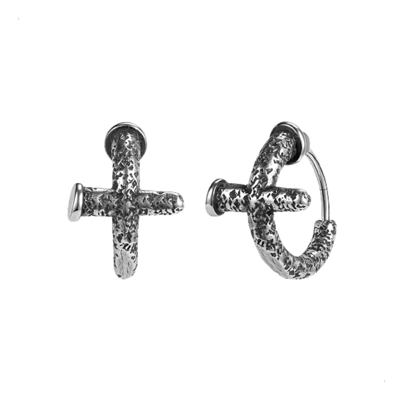 AROS CRUZ ENVEJECIDA EN ACERO INOXIDABLE PARA HOMBRE Y MUJER - 1