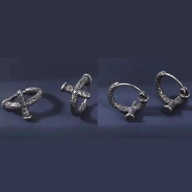 AROS CRUZ ENVEJECIDA EN ACERO INOXIDABLE PARA HOMBRE Y MUJER - 2