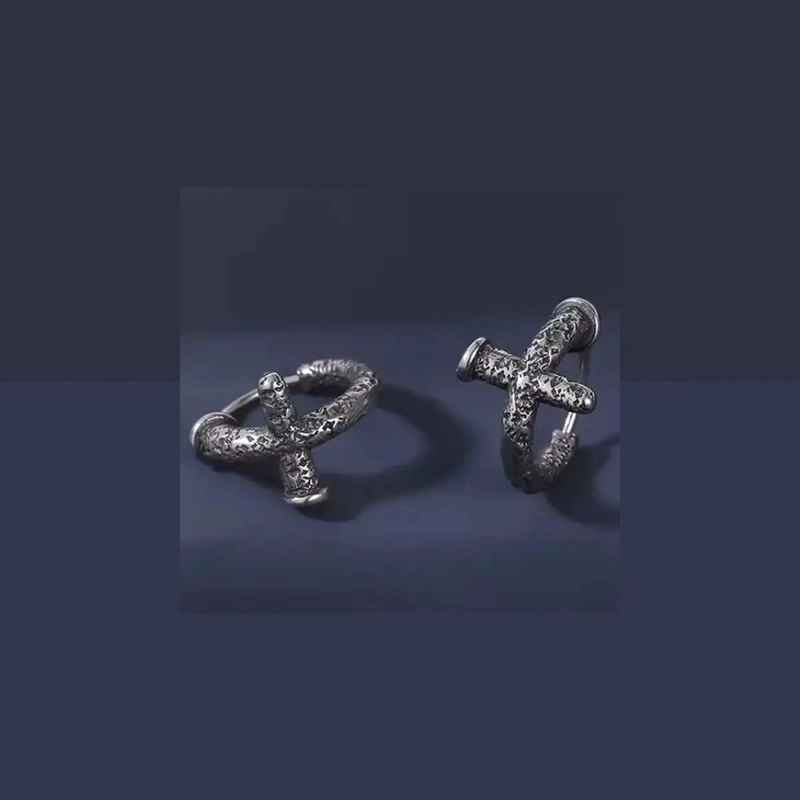 AROS CRUZ ENVEJECIDA EN ACERO INOXIDABLE PARA HOMBRE Y MUJER - 3