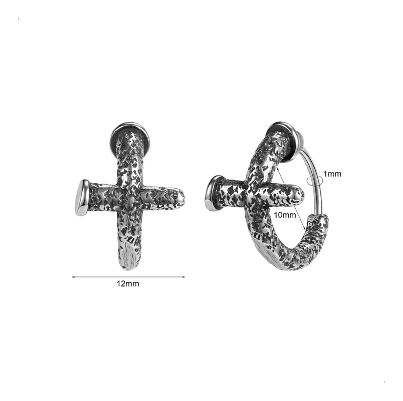 AROS CRUZ ENVEJECIDA EN ACERO INOXIDABLE PARA HOMBRE Y MUJER - 5