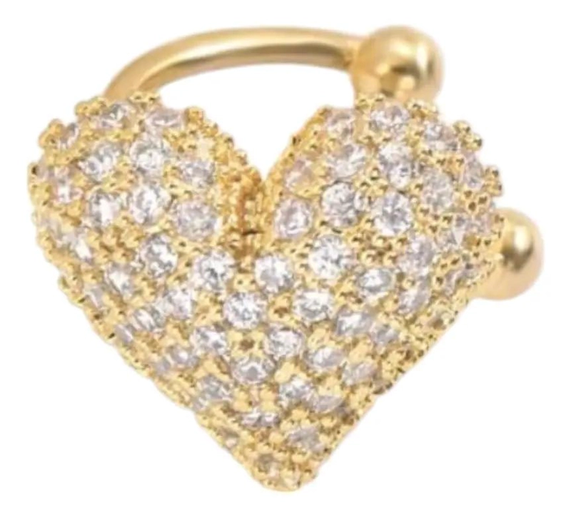ARO EARCUFF CORAZON EN BAÑO DE ORO 18K PARA MODA - 1