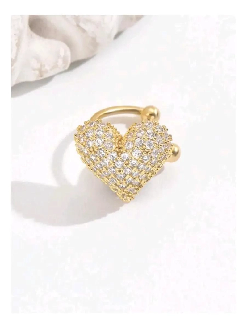 ARO EARCUFF CORAZON EN BAÑO DE ORO 18K PARA MODA - 2