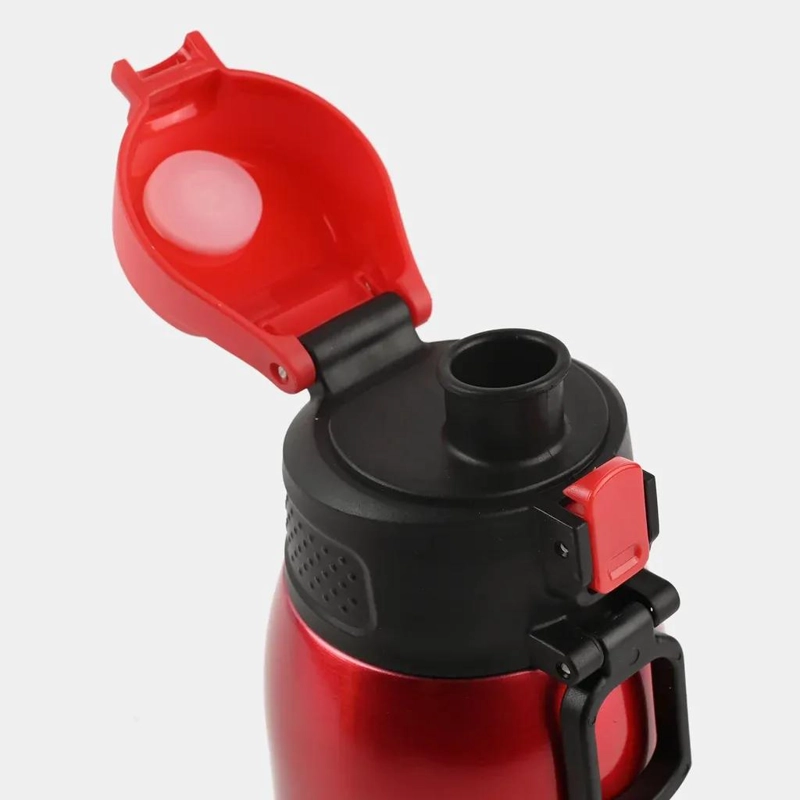 TERMO DE ACERO INOXIDABLE ROJO CON FUNDA Y TAPA SEGURA - 6