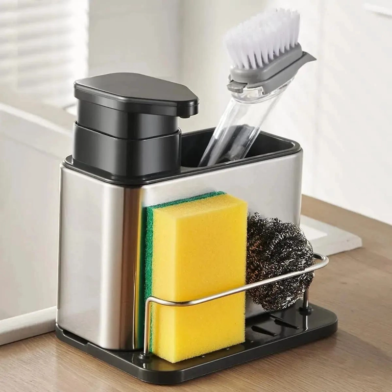 DISPENSADOR DE JABON Y SOPORTE PARA ESPONJA 3 EN 1 - 2