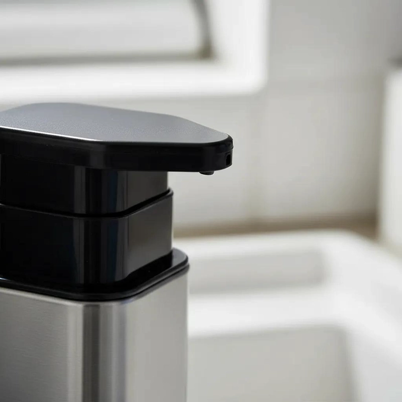 DISPENSADOR DE JABON Y PORTA CUBIERTOS ELEGANTE EN PLOMO - 3