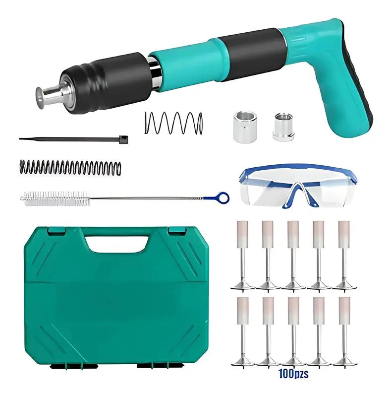 KIT PISTOLA FIJACION PARED PORTATIL CON 50 CLAVOS - 1