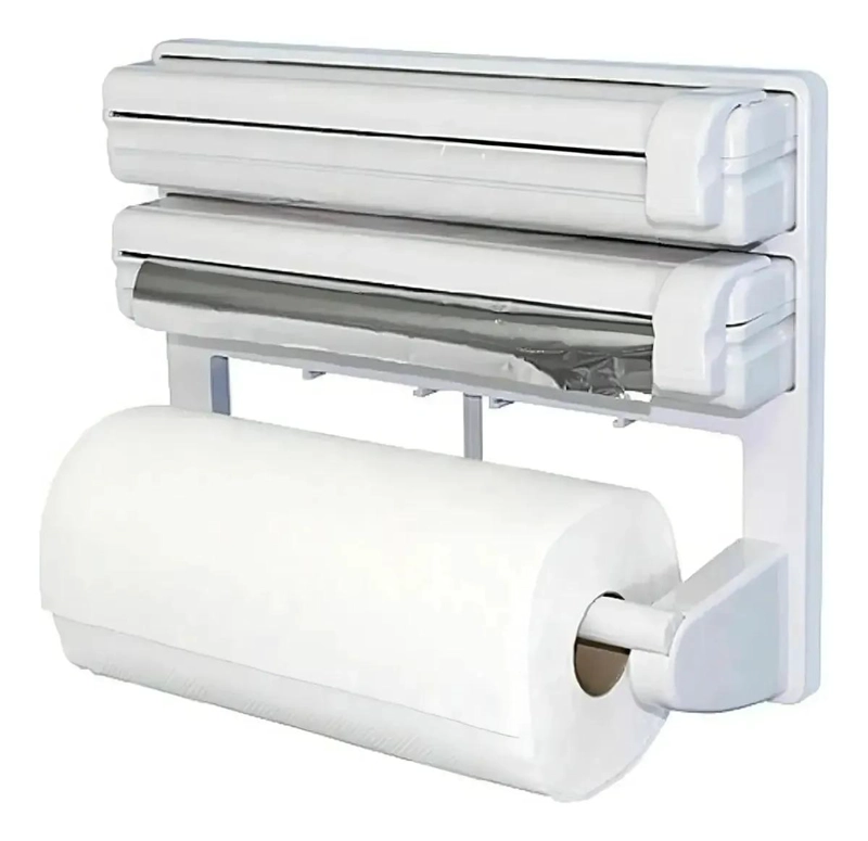 DISPENSADOR TRIPLE PARA ROLLO DE TOALLA Y FILM DE COCINA - 3