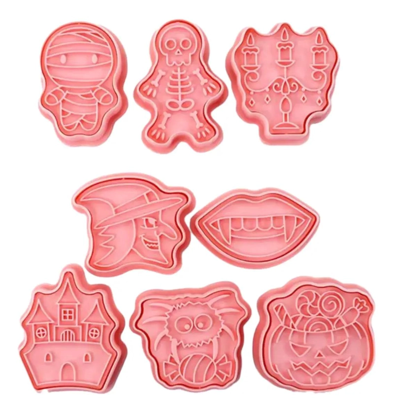 SET DE 8 CORTADORES PARA GALLETAS CON DISEÑOS TEMATICOS DE HALLOWEEN - 1