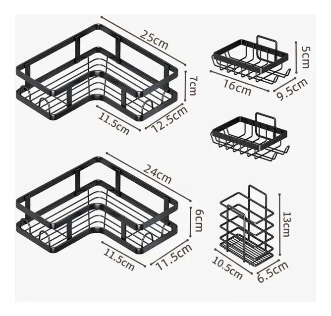 ORGANIZADOR DE DUCHA ADHESIVO SET 5 PIEZAS PARA BAÑO - 1
