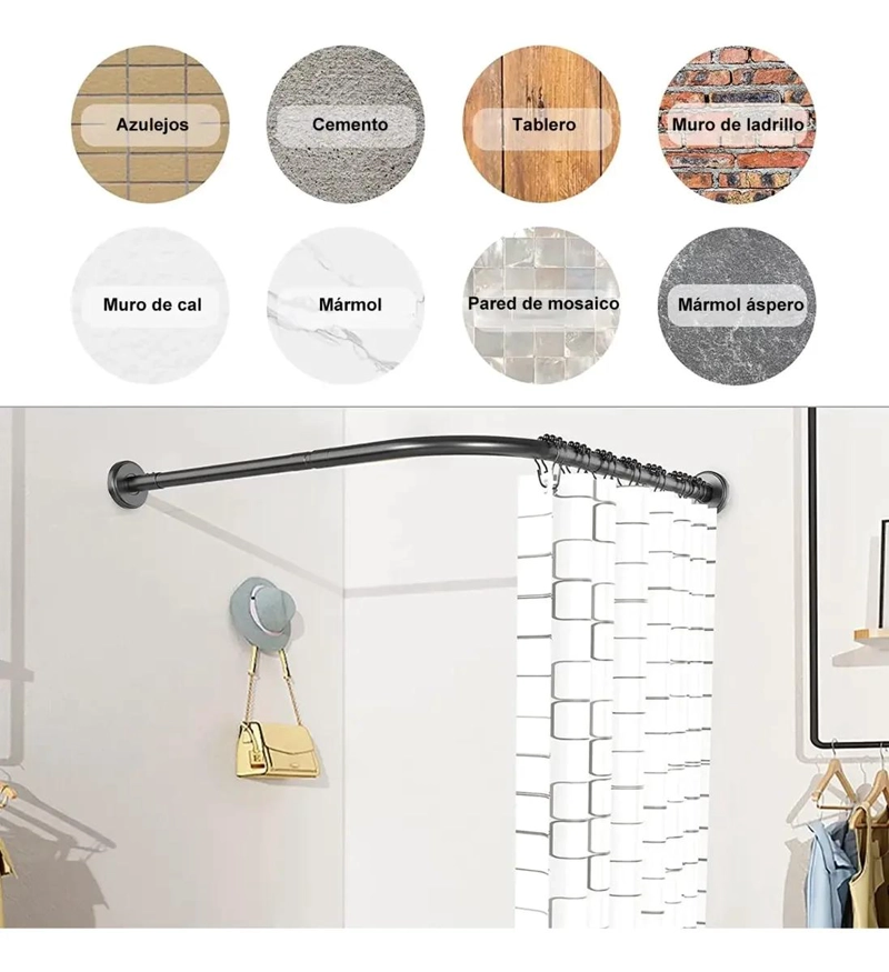 BARRA EXTENSIBLE PARA CORTINA DE DUCHA EN U 60-95 CM - 5