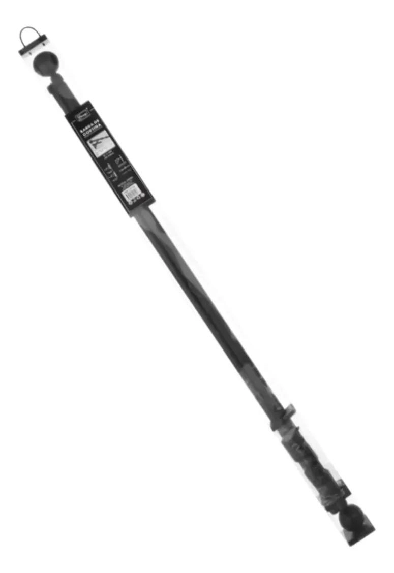 BARRA DE CORTINA DOBLE AJUSTABLE NEGRA CON TERMINALES DECORATIVOS - 6