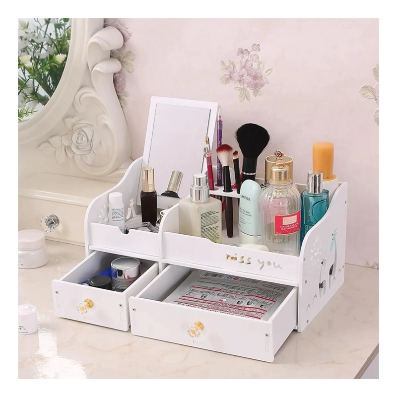ORGANIZADOR DE MAQUILLAJE CON ESPEJO Y COMPARTIMENTOS - 4