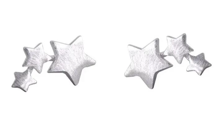 AROS ELEGANTES TRIPLE ESTRELLA BAÑADOS EN PLATA - 1