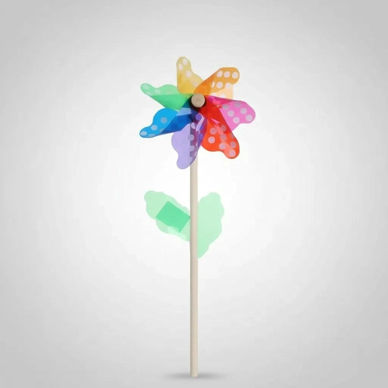 PACK DE 12 REMOLINOS DE VIENTO COLORIDOS PARA JARDIN - 1