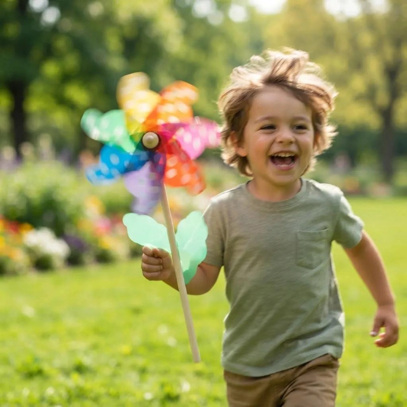 PACK DE 12 REMOLINOS DE VIENTO COLORIDOS PARA JARDIN - 3