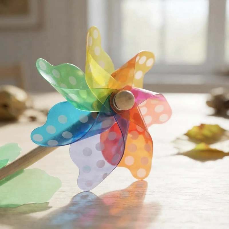 PACK DE 12 REMOLINOS DE VIENTO COLORIDOS PARA JARDIN - 4