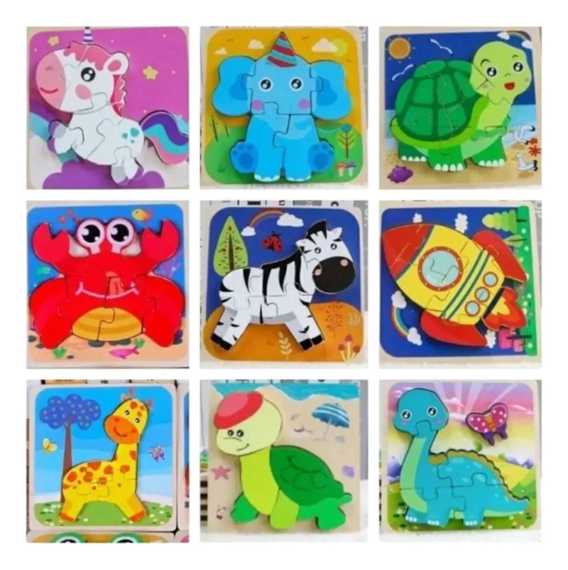 PACK DE 6 ROMPECABEZAS DE MADERA PARA NIÑOS - 1