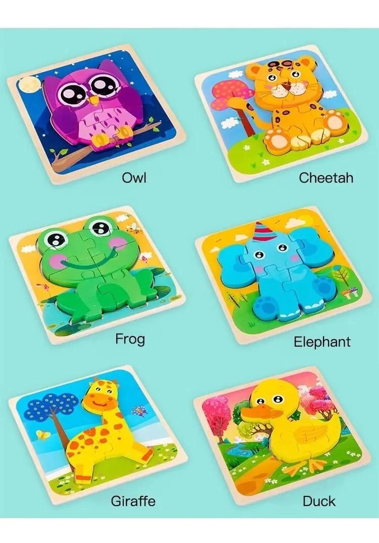 PACK DE 6 ROMPECABEZAS DE MADERA PARA NIÑOS - 6
