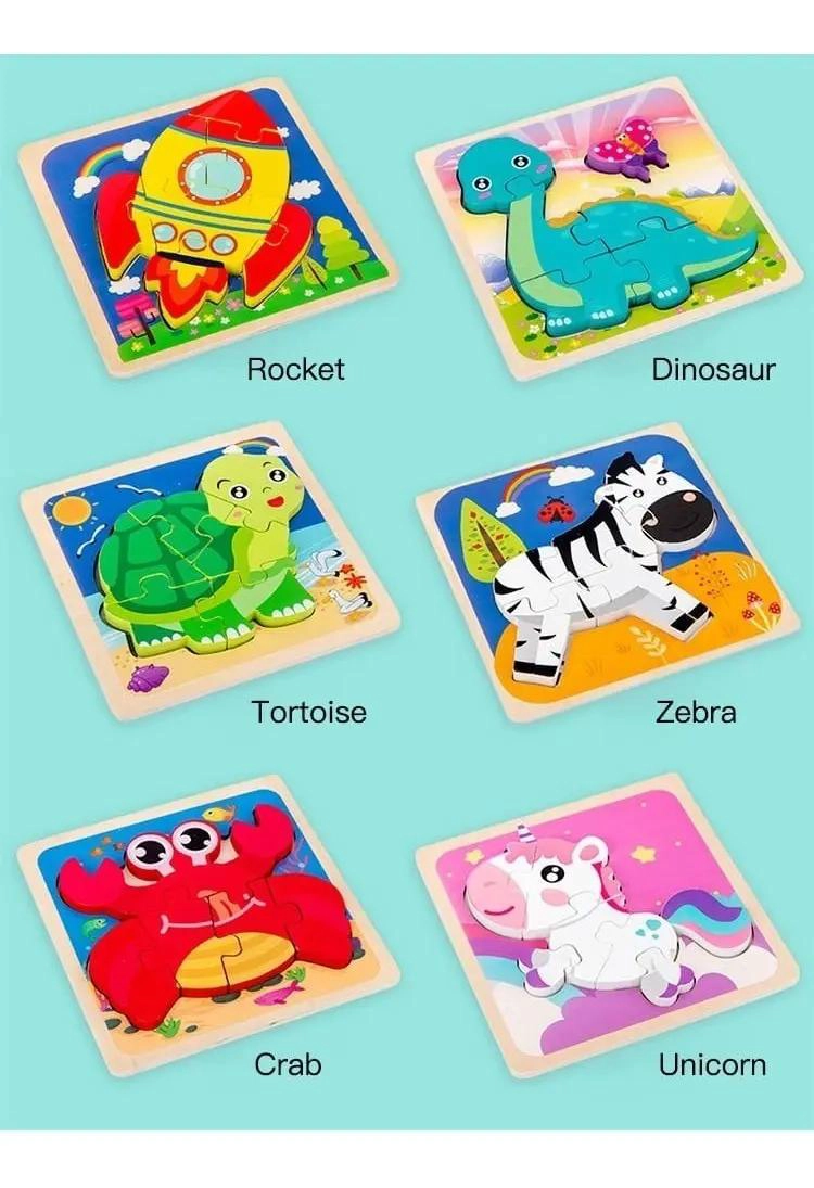 PACK DE 6 ROMPECABEZAS DE MADERA PARA NIÑOS - 8