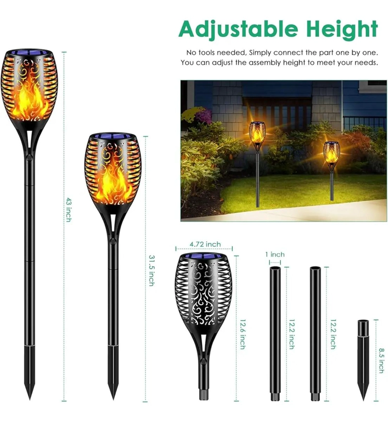 LUCES SOLARES DE ANTORCHA LED CON EFECTO LLAMA PARA JARDIN - 2